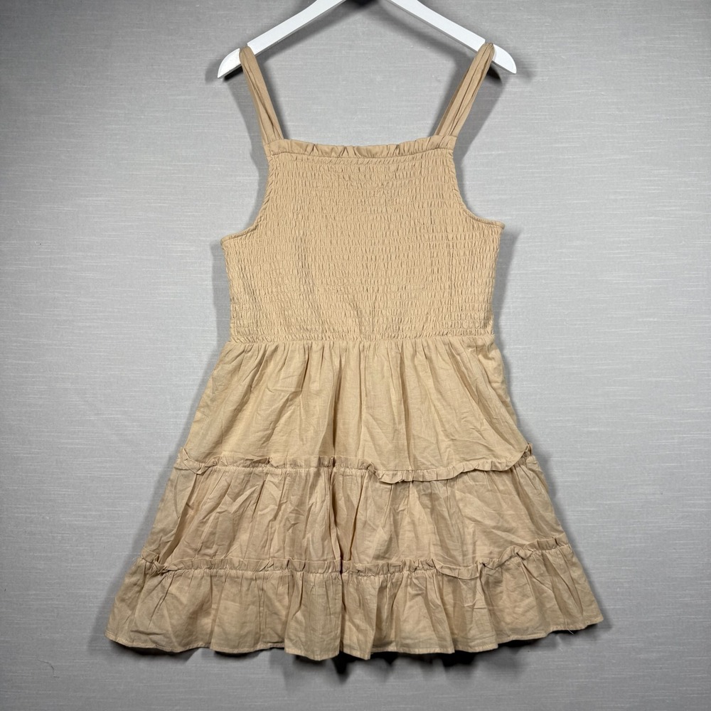 Wild Fable Dress Womens XL Beige Ruffles Sundress Stretch Casual Cottage Core
